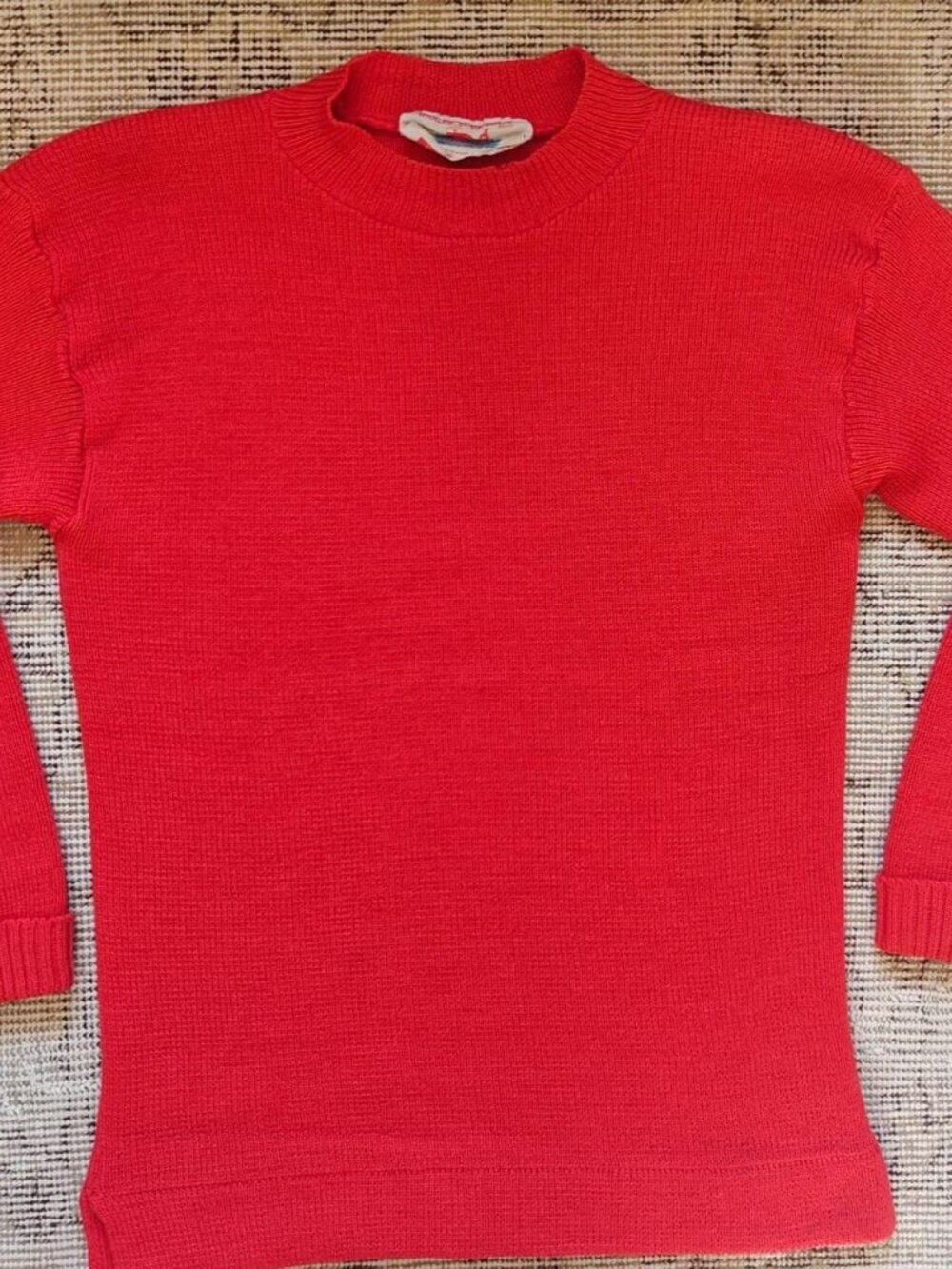 Whaler Sportswear Made in England Orange Long-sleeved Wool Pullover Sweater